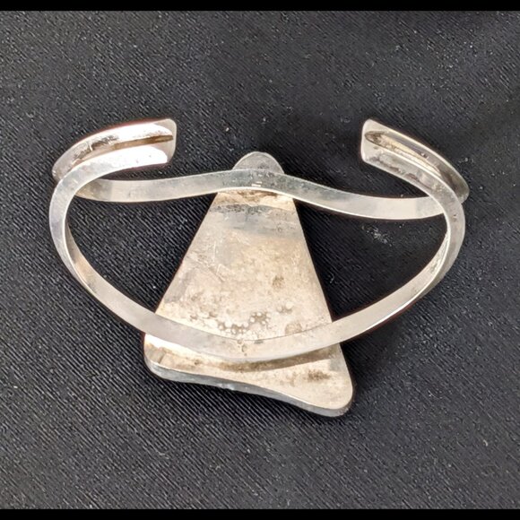 Very Large MODERN ART Rainbow Dichroic Glass 925 Sterling Silver Bracelet - Picture 4 of 6